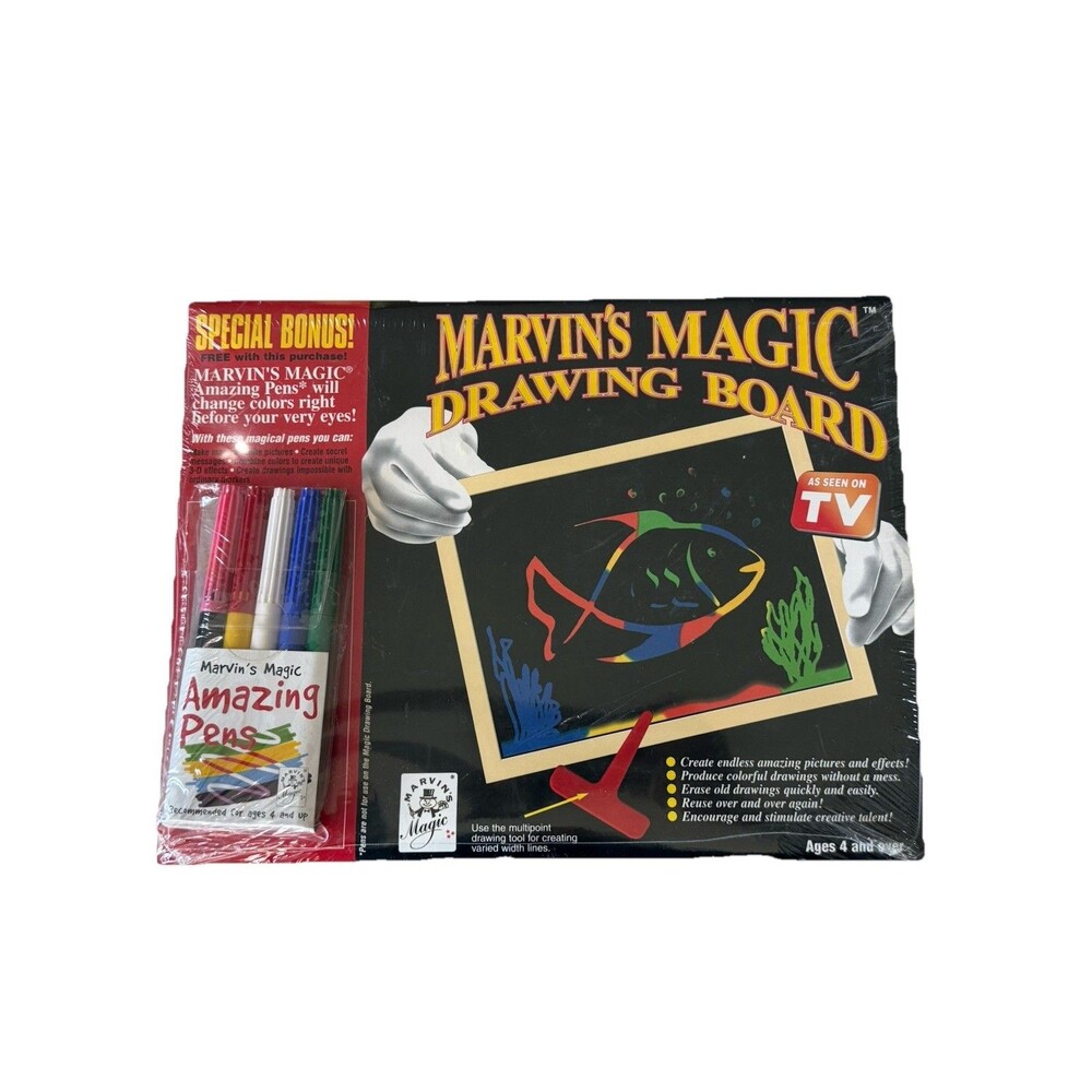 Vintage Marvin's Magic Drawing Board + Marvin's Magic Amazing Pens (Set 5) NEW